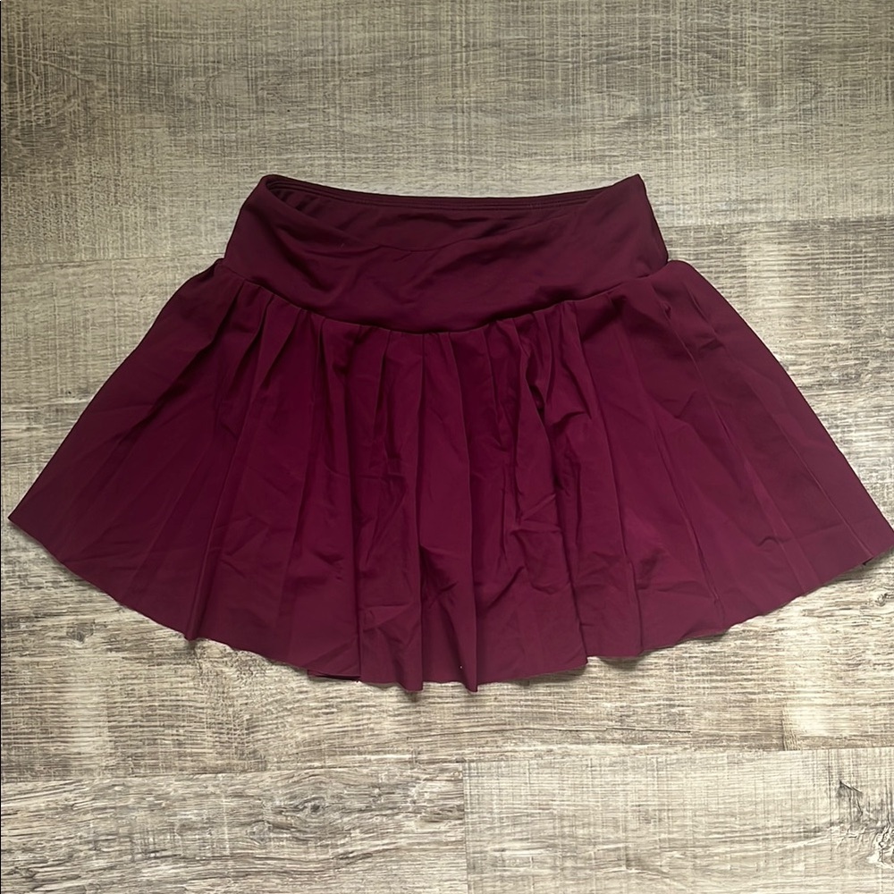 DSG Red Mini Skater Skirt with Pleats